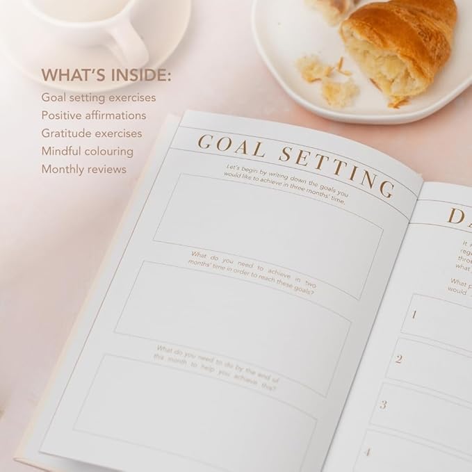 Undated 3-Month Morning Notes Journal - A5 Daily Planner Notebook with Daily Prompts & Mindfulness Exercises - Wellness, Self-Care Journal - Motivational Notebook