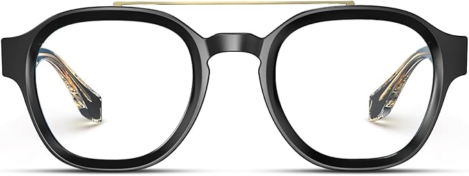 VISOONE Retro Round Anti Eyestrain Metal Medium Eyewear Blue Light Blocking Glasses for Computer Gaming Women Man SANFORD