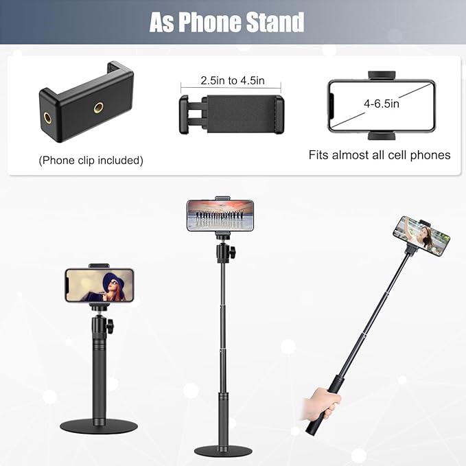 Webcam Stand, 28 Inch Web Cam Stand for Desk, Adjustable Webcam Mount Camera Stand for Logitech Webcam C922 C930e C920S C920 C615 C960 C920x BRIO 4K NexiGo N60 and Others