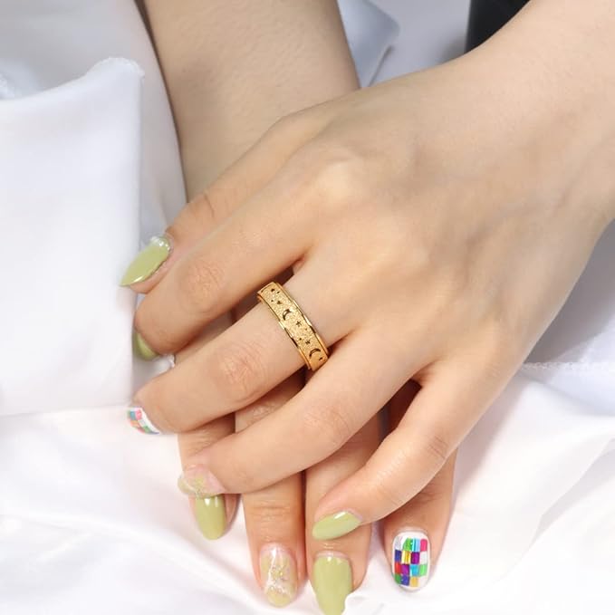 OreilleStar Anxiety Ring for Women Spinner Ring Stainless Steel Fidget Toys Adults Fidget Spinner Rings for Women Fidit Ring Men