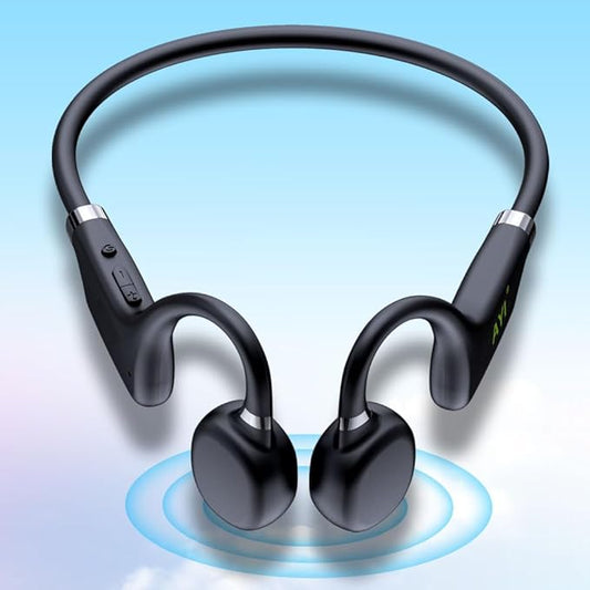 AYI True Bone Conduction Headphones Open Ear Headset Able to be a MP3 Player with Micro Disk Stereo Bluetooth Earphone for Driving Bicycling Running Skiing-X9 Black