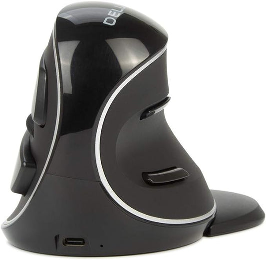 DeLUX Wireless Ergonomic Mouse with 4000DPI, Vertical Mouse with USB Receiver and BT1 + BT2, 6 Buttons and Removable Palm Rest for Laptop Computer and Carpal Tunnel (M618PD-Black)