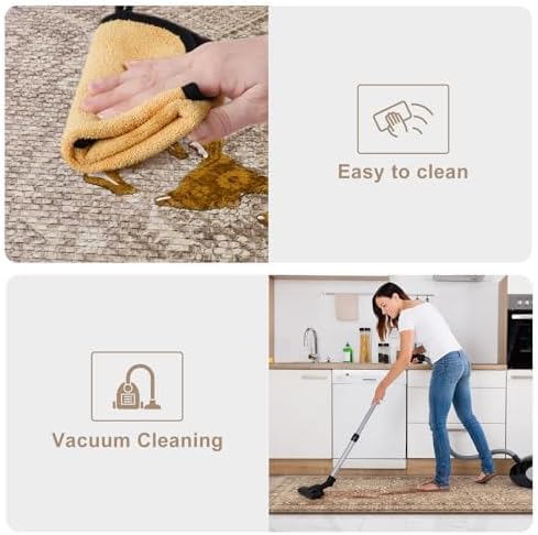 KIMODE Anti Fatigue Kitchen Mat 20"x59"+20"x32", Boho Distressed Kitchen Rugs Sets of 2, Kitchen Mats for Floor Cushioned Non Slip, Comfort Kitchen Floor Mats for Sink, Laundry, Desk Brown