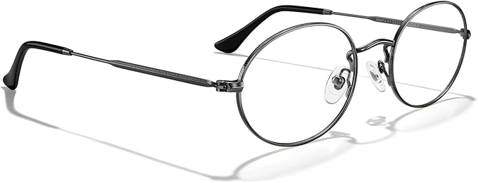 RB. Pilot Oval Reading Glasses for Women Men Blue Light Blocking Computer Thin Metal Full Rim Frame Readers