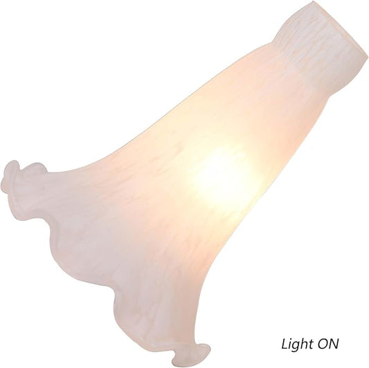 Bieye LS10S Lily Flower Blown Glass Lampshade (White, Opening I.D. 0.87" x O.D. 1")