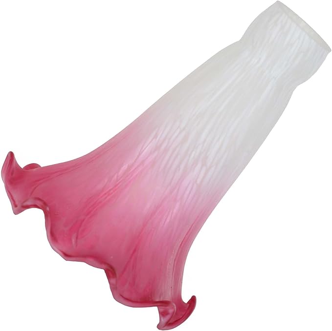 Bieye LS02S Lily Flower Blown Glass Lampshade (White Pink, Opening I.D. 0.87" x O.D. 1")