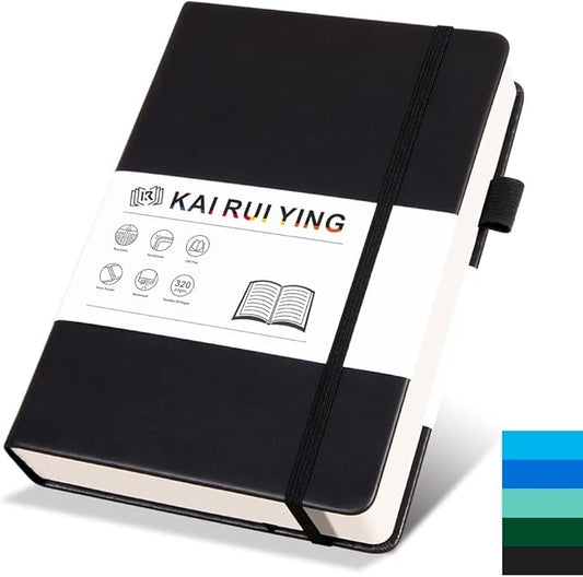 KaiRuiYing Lined Journal Notebook, 320 Pages, 5.5'' × 8.6'' A5 Size, College Ruled, 100 GSM Thick Paper, Leather Hardcover Bullet Journal for Men & Women Available for Writing, Work, Office, Diary and Back to Shool