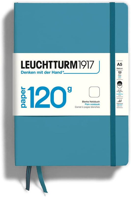 LEUCHTTURM1917-120G Special Edition - Medium A5 Plain Hardcover Notebook (Nordic Blue) - 203 Numbered Pages with 120gsm Paper