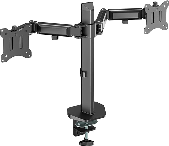 WALI Dual Monitor Mount, Monitor Arm Fits 2 Screens up to 32 inch, Dual Monitor Stand for Desk 19.8 lbs Weight Capacity per Arm Fully Adjustable Designed for Home Office (M002N), Black