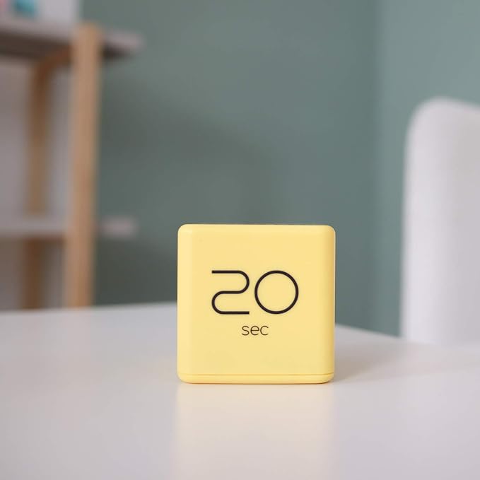 mooas Cube Timer (Yellow), Timers Cube Flip Block Timers Productivity Gravity Sensor Time Management for Kids ADHD Classroom Kitchen Desk Workout Cooking Study 10, 20, 30, 60 Seconds Timer Setting
