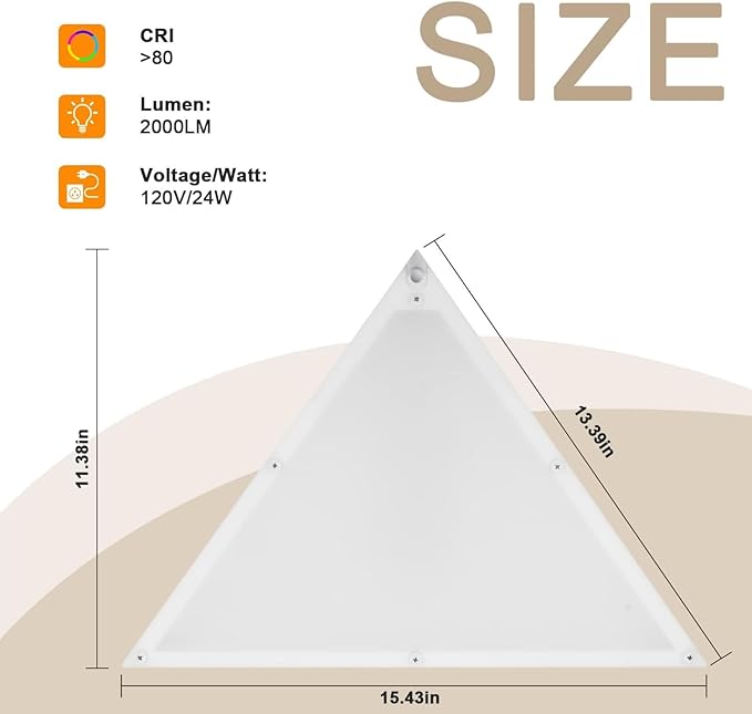 Upgraded Corner Light with Remote, Stepless Dimmable LED Corner Lights for Living Room, 3000K/4000K/6000K Plug in Ceiling Lights with Switch, Overhead Light for Bedroom, Living Room,24W