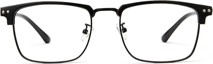 Cyxus Men Blue Light Blocking Glasses Half Rimless Computer Gaming Glasses Square Fashion Glasses 8133