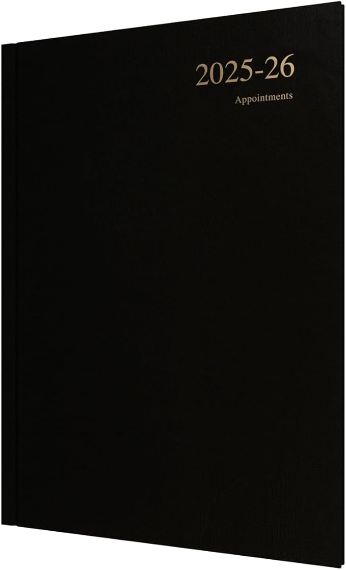 Collins 'Essentials' 12 Month Mid/Academic Year Planner, July 2025-July 2026 - ESSA43M.99-2526 - Week-to-View Appointments Diary, A4 Hard Cover, Black