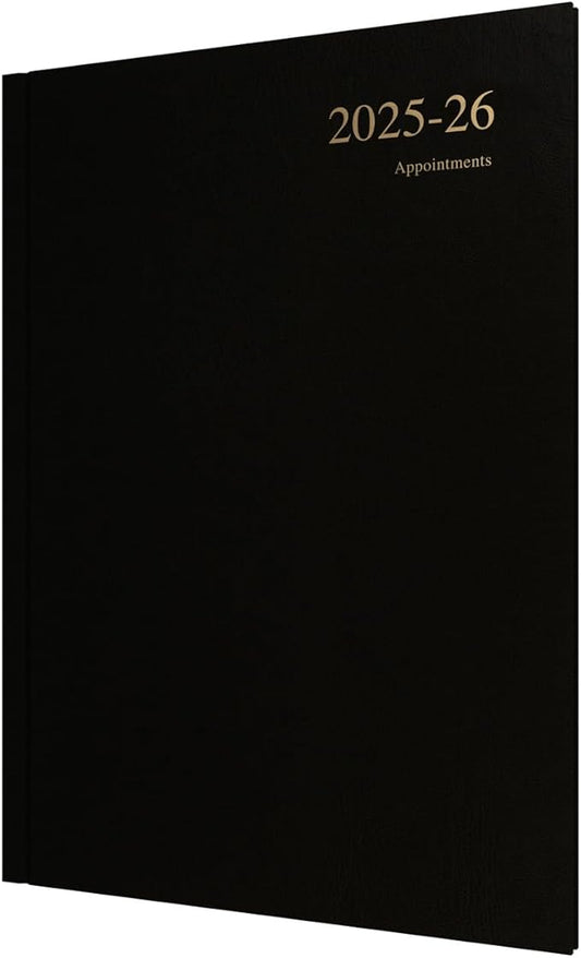 Collins 'Essentials' 12 Month Mid/Academic Year Planner, July 2025-July 2026 - ESSA43M.99-2526 - Week-to-View Appointments Diary, A4 Hard Cover, Black
