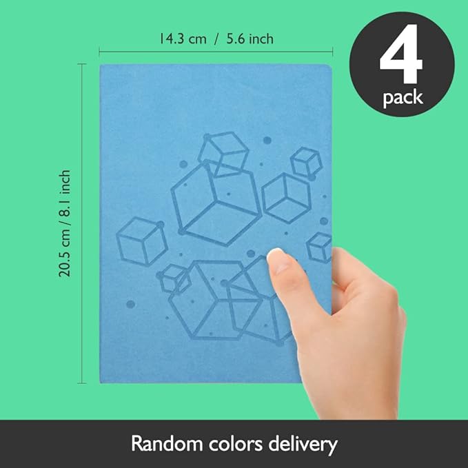 SINOBAND 4 Pack Notebooks for journaling,Colorful Subject Notebooks Set with Geometric Graphics Pattern,PU Leather Notebook writing journals with lined paper for School and Office(Random Colors)