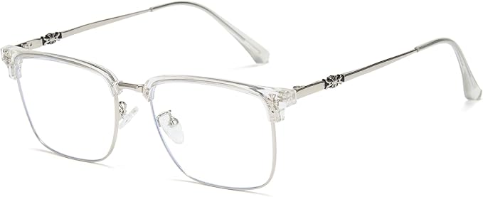 Cyxus Men Blue Light Blocking Glasses Half Rimless Computer Gaming Glasses Square Fashion Glasses 8133