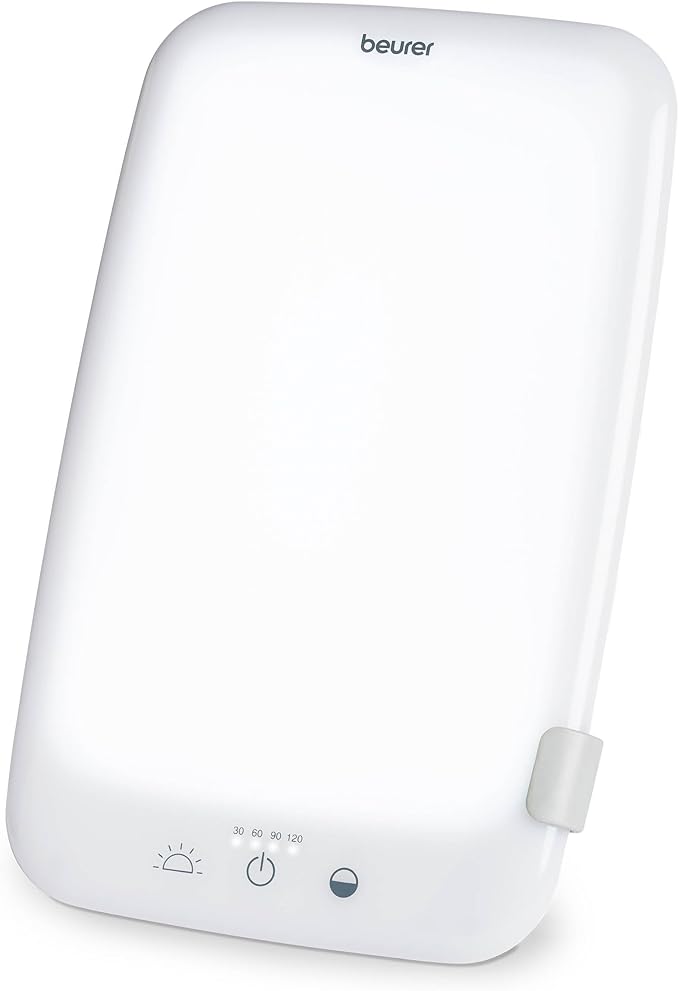 Beurer TL35 Light Therapy Lamp with 10,000 Lux LED with 3 Color Temperatures, 4 Dimmer Levels, Timer, Auto Switch-Off, and Adjustable Stand for Home, Office, or Travel