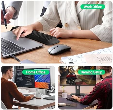 MEKASS Ergonomic Wrist Rest for Keyboard and Mouse, Soft Memory Foam Keyboard Wrist Rest Set with Non-Slip Silicone Base, Easy Typing, Pain Relief, Comfort for Office, Work, Gaming (Light Gray)