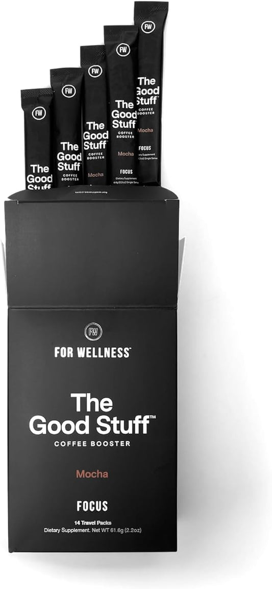 For Wellness The Good Stuff Focus – Mocha Coffee Booster | Nootropic Collagen Creamer with MCTs for Focus, Energy & Wellness | Non-Dairy, Keto-Friendly, 14 Servings