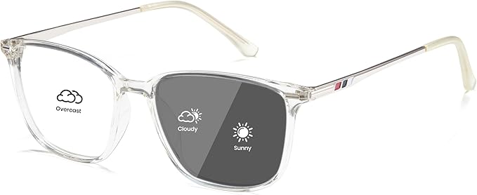 Cyxus Blue Light Blocking Glasses Photochromic Men Square Computer Gaming UV400 Protection 8208iT34