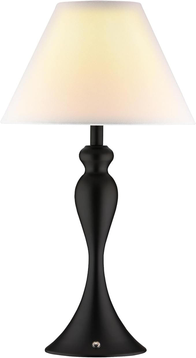 O'Bright Ember Cordless Table Lamp – Rechargeable, Touch Dimmable, Battery Operated, E26 LED Bulb, Type-C Fast Charging, Portable Lamp for Bedroom, Living Room, Office, Black