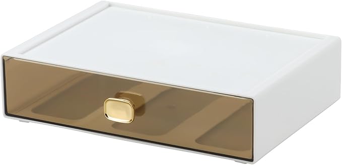 Spacious Desktop Storage Box, 1 Large Storage Drawer, Stackable Office Desk Drawer Organizer and Accessories, Printer Paper Organizer, White Plastic Drawers for Workspace & Home