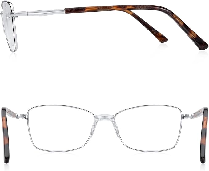 RB. Pilot Reading Glasses Spring Hinge Readers for Women Blue Light Blocking Computer Metal Frame Acetate Legs