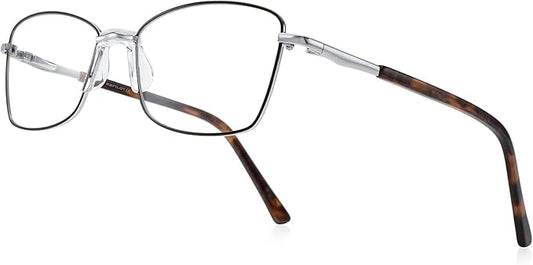 RB. Pilot Reading Glasses Spring Hinge Readers for Women Blue Light Blocking Computer Metal Frame Acetate Legs