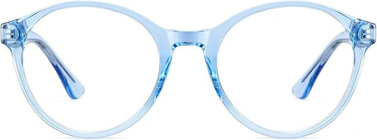 Cyxus TR90 Oversized Blue Light Blocking Glasses Women - Spring Hinge Round Frame Computer Use Anti Eye Strain 8018
