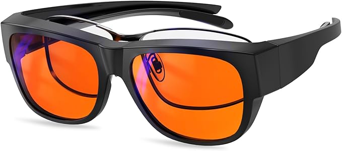 Goiteia Orange Blue Light Blocking Fit Over Glasses-Amber Blue Light Glasses Over Glasses for Better Sleep/Eyes Strain