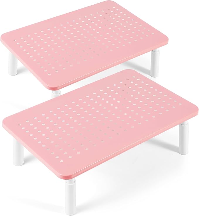 Monitor Riser Desktop Stand, Flat Screen TV Monitor Stand Riser, Sturdy Metal Laptop Computer Monitor Stand Shelf for Printer, iMac, 3 Height Adjustable PC Stand with Mesh Platform