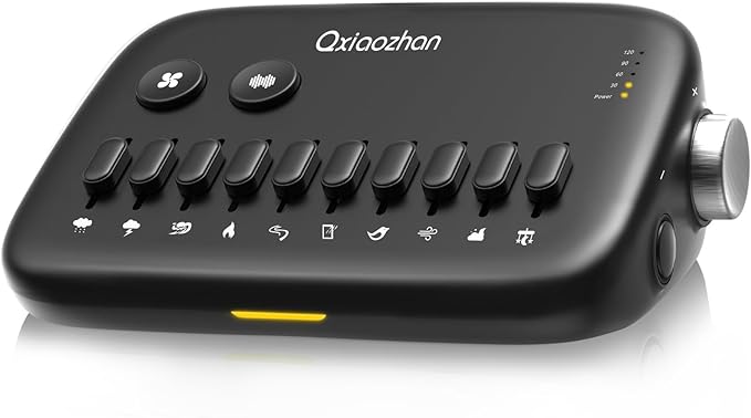 White Noise Sound Machine with 30 Soothing Sounds, Slide-Rail Button Design for DIY Scene Modes, Rechargeable & Portable Sleep Sound Machine for Adults, Baby, Kids, Travel, Gifts (Black)