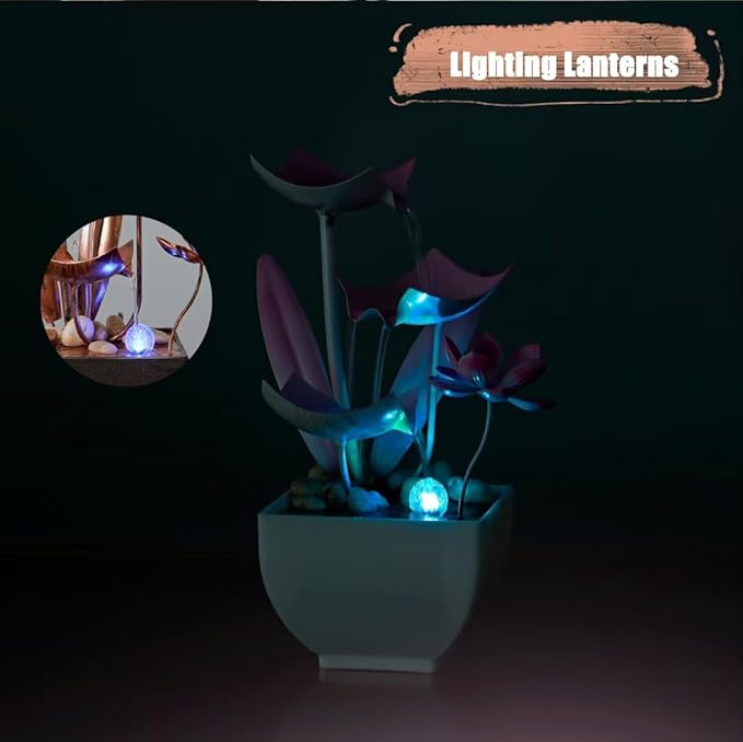 Water Fountain Indoor Waterfall Fountain 3-Tier: Small Waterfall Fountains with Lights - Relaxing Zen Décor for Home Living Room or Bedroom and Office Bronze