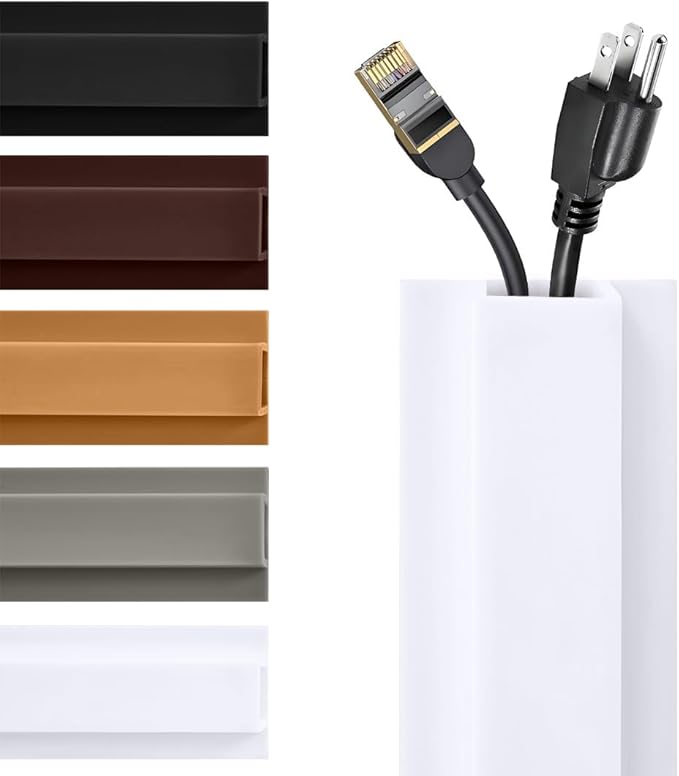 Rubber Bond TV Cord Hider Cable Protector - Strong Self Adhesive Wall Cord Cover Cable Hider - Low Profile Cable Management Wall Cord Concealer Cable Raceway