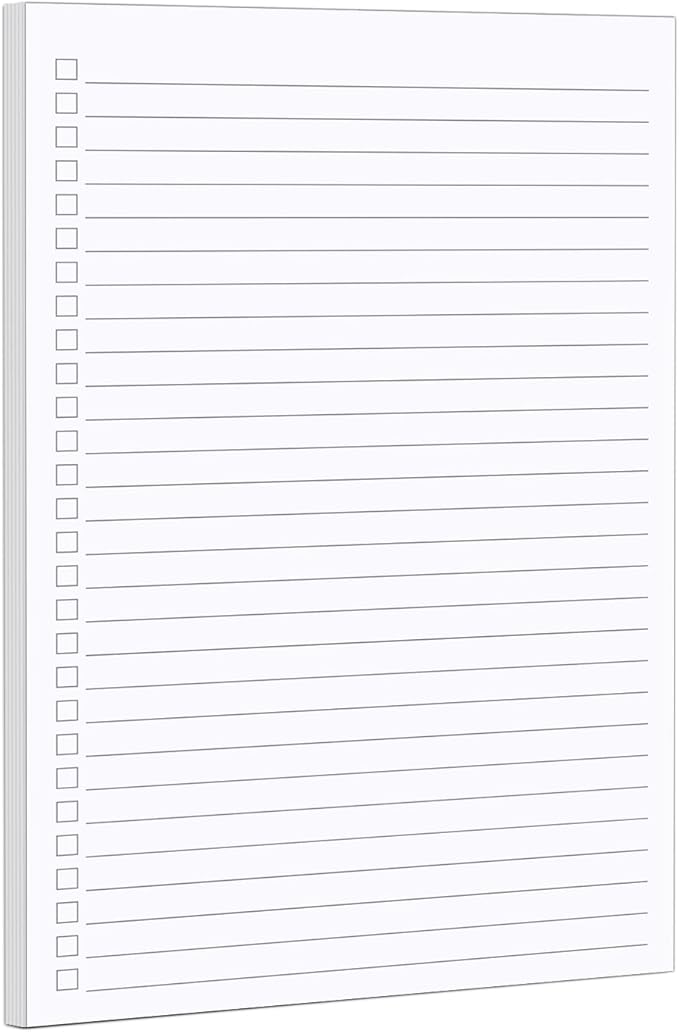 321Done Checklist Notepad Planning Pad - 50 Sheets (5.5x 8.5) To Do Tear Off, Checkbox List - Made in USA - Blank Plain White
