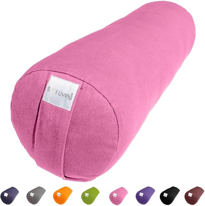 Sol Living Yoga Bolster Pillow for Restorative Meditation - 100% Cotton Cylindrical Cushion with Washable Cover for Balance Support in Asana Poses