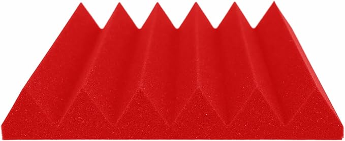 Foam Factory Inc 24 Pack Color Acoustic Foam Panel Studio Soundproofing Wedge Wall Tiles 12” X 12” X 2” (Red)