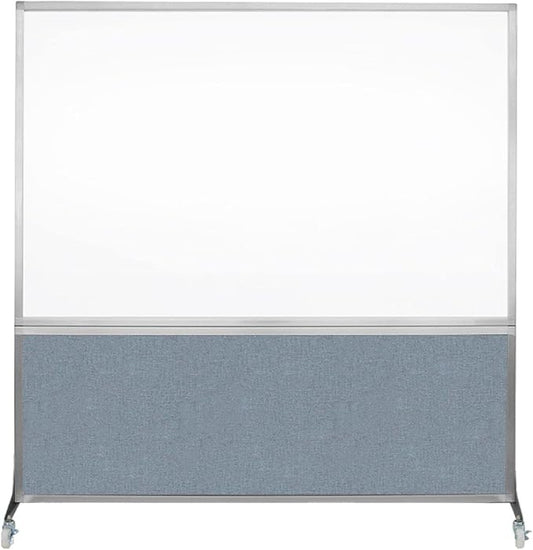 DivideWrite Mobile Whiteboard | Double Sided Dry Erase Board | Portable Office Cubicle Partition | Display for Classrooms, Conference Rooms, Meeting Areas and More | Powder Blue 6' Wide X 6' Tall