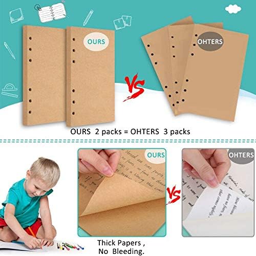 A5 Refill Paper, 280 Pages A5 Loose Leaf Paper 6 Hole Notebook Refills for 6 Ring Refillable Binder Notebook Planner Diary Journals Painting Personal Organiser-Blank Pages