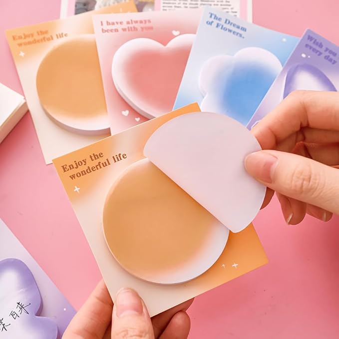 4Pack /120 Sheets Butterfly, Flower, Circle, Heart Shaped Sticky Notes for Studying Work