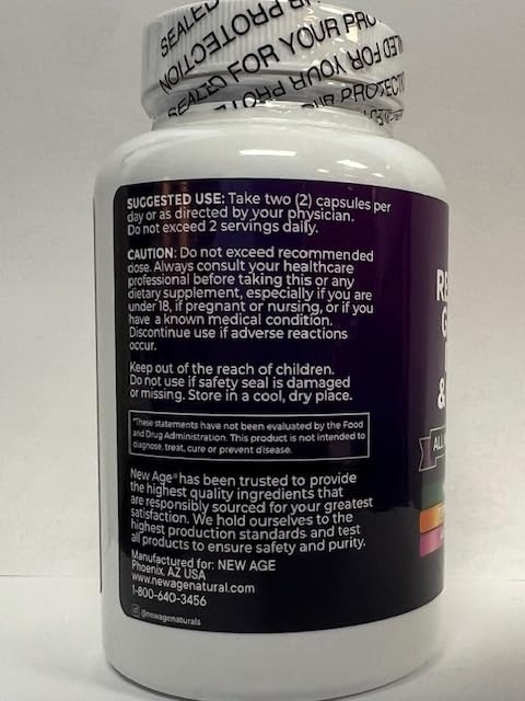NEW AGE Resveratrol, Berberine, Grape Seed Extract, Quercetin, Polyphenol Supplement for Women and Men with Noni Extract, N-Acetyl Cysteine, Acai Extract - 120 Capsules