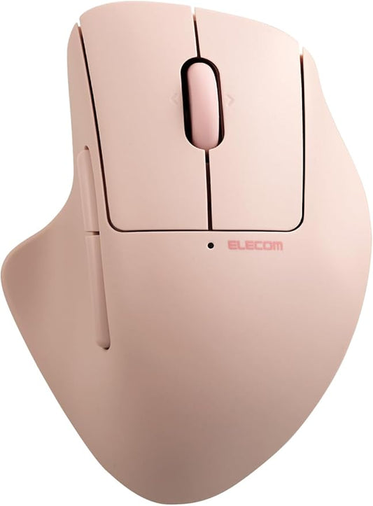 ELECOM Shellpha Bluetooth Wireless Mouse, Silent Click, Ergonomic 7 Programmable Buttons, Connect to 3 Devices, 2.4GHz USB Multi-Device Connection, Tilt Scroll, 2000 DPI, PC Laptop Mouse (Pink)