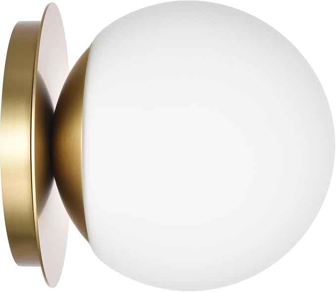 Wall Sconces, 1 Light Modern Globe Sconce in Aged Brass, Wall Light for Bedroom Bathroom Living Room & Hallway Vanity Lighting, Ceiling Light Fixture