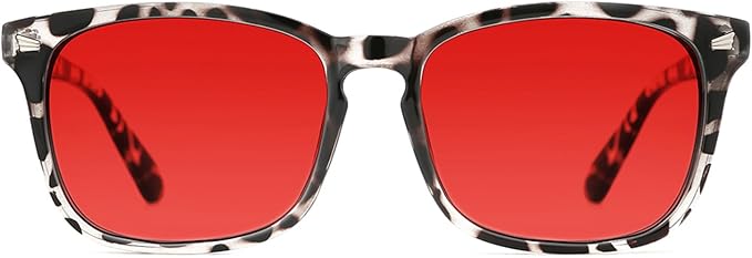 TIJN Sleep Glasses with Blue Green Light Blocking, Red Light Lens for Computer Gaming, Screen Fatigue & UV Protection