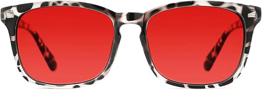 TIJN Sleep Glasses with Blue Green Light Blocking, Red Light Lens for Computer Gaming, Screen Fatigue & UV Protection