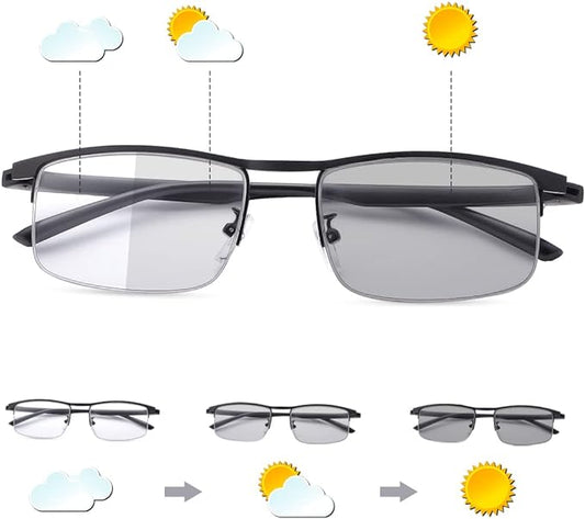 YIMI Photochromic Sunglasses Blue Light Blocking Glasses for Men and Women Day Night Gaming TV Phones Computer Eyeglasses UV Protection Anti Glare Ultralight Semi Rimless TR90 Frame Eyewear Spectacles