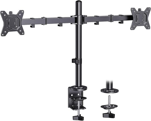 ErGear Dual Monitor Desk Mount for 13″–34″ Monitors up to 26.5 lbs, Fully Adjustable Monitor Stand Holds 2 Computer Screens, Heavy-Duty Dual Monitor Arm with C-Clamp & Grommet Base, Black, EGCM13B