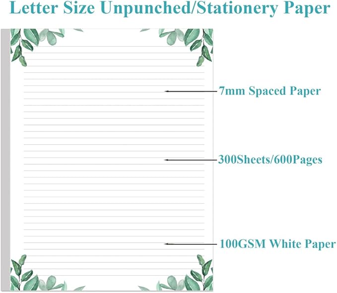 (3-Pack) A4 TUL Discbound Lined Refill Paper, 11-Disc Discbound Ruled Filler Paper, Letter Size 300Sheets / 600Pages Loose-Leaf, 100gsm, 8.5'' x 11'', Leaf