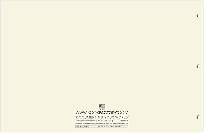 BookFactory Ledger Pad/Large 4 Column Accounting Ledger Columnar (Four Columns) Pads - 17'' x 11'', 50 Pages, Notepad Landscape Format (PAD-050-CLCPD3(17x11-Ledger-4)-AX)