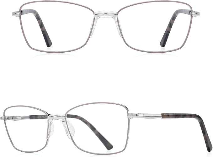 RB. Pilot Reading Glasses Spring Hinge Readers for Women Blue Light Blocking Computer Metal Frame Acetate Legs